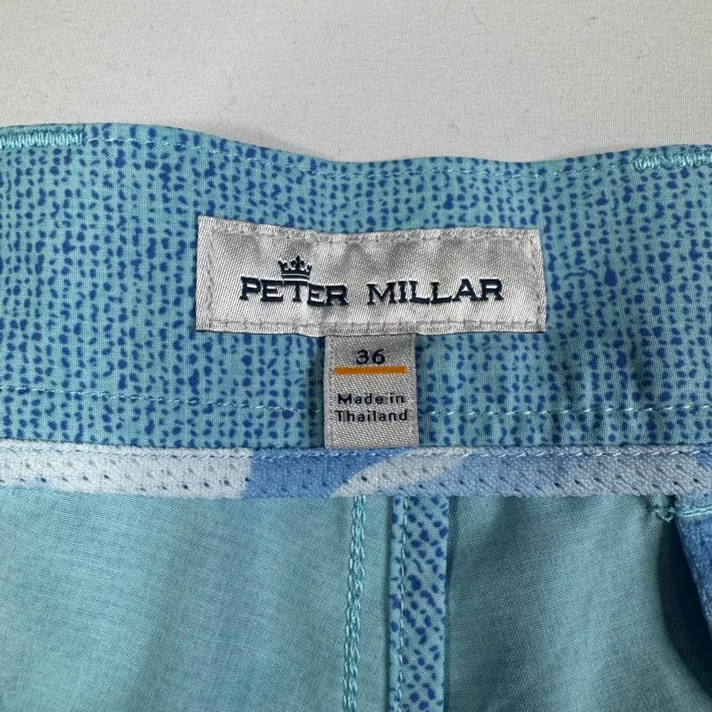 Peter Millar Crown Sport Golf Shorts Mens 36 Blue Performance Stretch Micro Dot